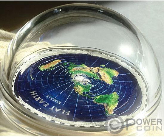 Монета «Плоская земля» («Flat Earth») Палау 2019