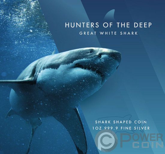 Монета «Большая белая акула» («GREAT WHITE SHARK») Соломоновы острова 2019