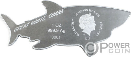 Монета «Большая белая акула» («GREAT WHITE SHARK») Соломоновы острова 2019