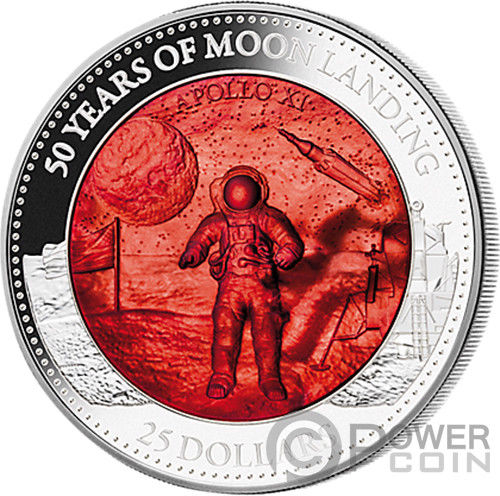 Монета "50 лет высадке на Луне" (“50 YEARS OF MOON LANDING”) Соломоновы Острова 2019