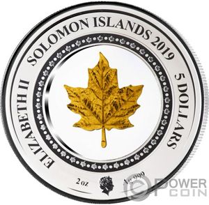 Монета «40-летие кленового листа» Соломоновы острова 2019