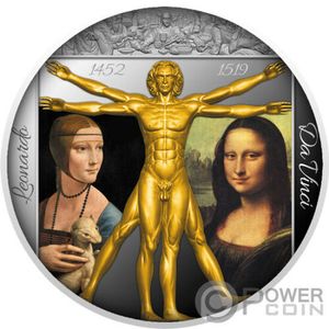 Монета «Гений Ренессанса 500-летие Да Винчи» («GENIUS RENAISSANCE Da Vinci 500th Anniversary») Ниуэ 2019