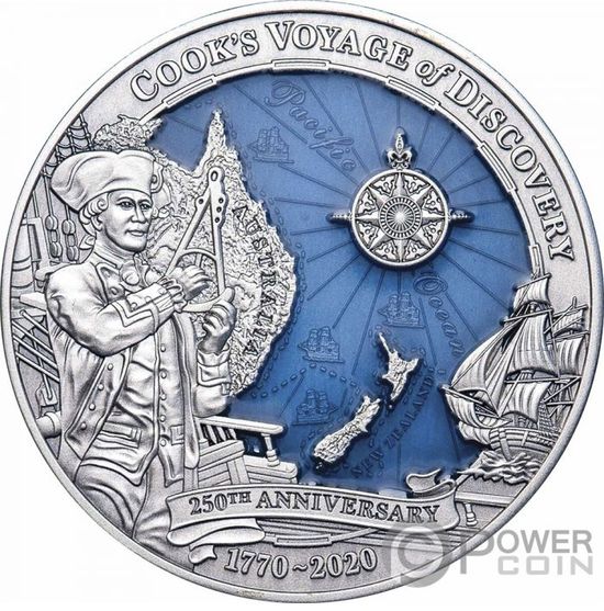 Монета «Путешествие Джеймса Кука» (JAMES COOK DISCOVERY) Соломоновы острова 2019