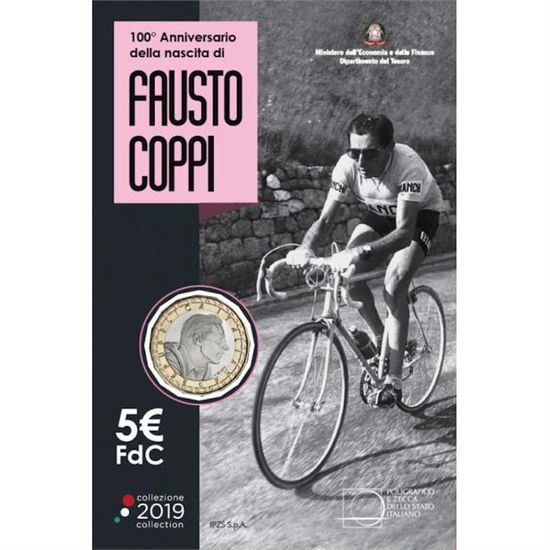 Монета «100 лет Фаусто Коппи» Италия 2019