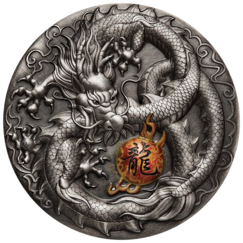 Монета «Китайский дракон» Тувалу 2019