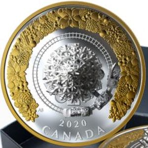 Монета «Рождественская ель с поездом» Канада 2020