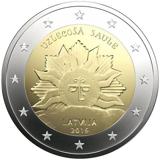 Монета «Восходящее солнца» Латвия 2019