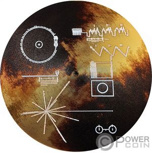 Монета «Золотая пластинка «Вояджер» («The Voyager Golden Records») Острова Кука 2020