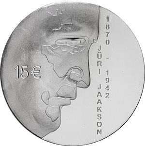 Монета «150 лет со дня рождения Юри Яаксона» Эстония 2020