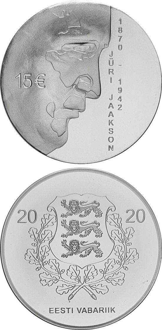 Монета «150 лет со дня рождения Юри Яаксона» Эстония 2020