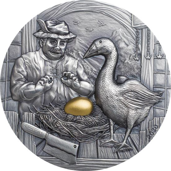 Монета «Гусь с золотыми яйцами» («The Goose that Laid the Golden Eggs») Палау 2020