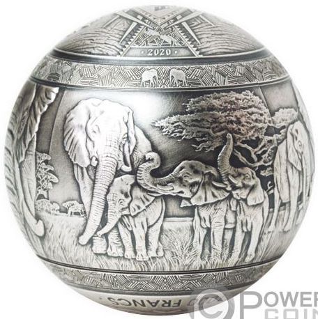 Монета-сфера «Слон» («ELEPHANT») Джибути 2020