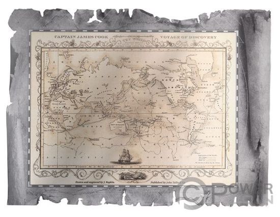 Монета «Карта капитана Кука» («CAPTAIN COOK MAP») Острова Кука 2020