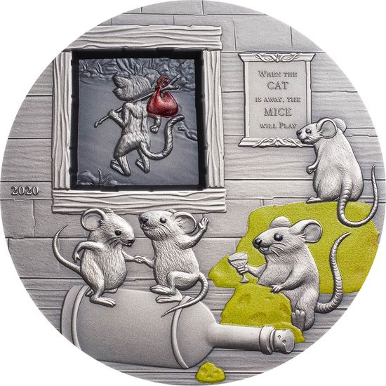 Монета «Кошка вон, а мыши в пляс» («When the cat is away; the Mice will play») Палау 2020