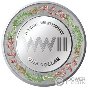 Монета «75 лет Второй мировой войне. Воспоминания» («WWII 75 YEARS REMEMBRANCE») Новая Зеландия 2020
