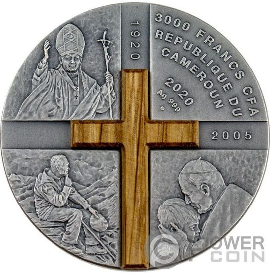 Монета «В память о Кароле Войтыла» («KAROL WOJTYLA IN MEMORIAN») Камерун 2020