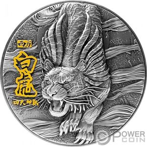 Монета «Белый тигр» («WHITE TIGER») Чад 2020