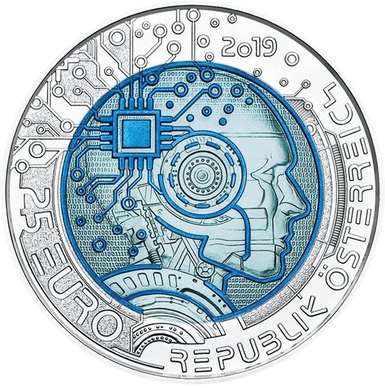 Ниобиевая монета «Искусственный интеллект» Австрия 2019