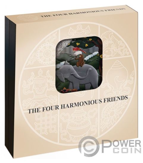 Монеты «Четверо гармоничных друзей» («FOUR HARMONIOUS FRIENDS») Бутан 2019