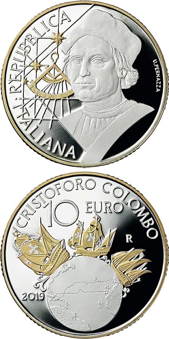 Монета «Христофор Колумб» Италия 2019