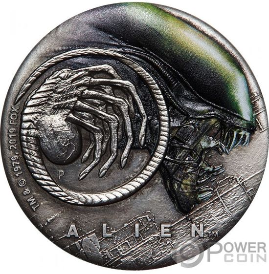 Монета «Чужой — 40-летний юбилей» («ALIEN 40th Anniversary») Тувалу 2019