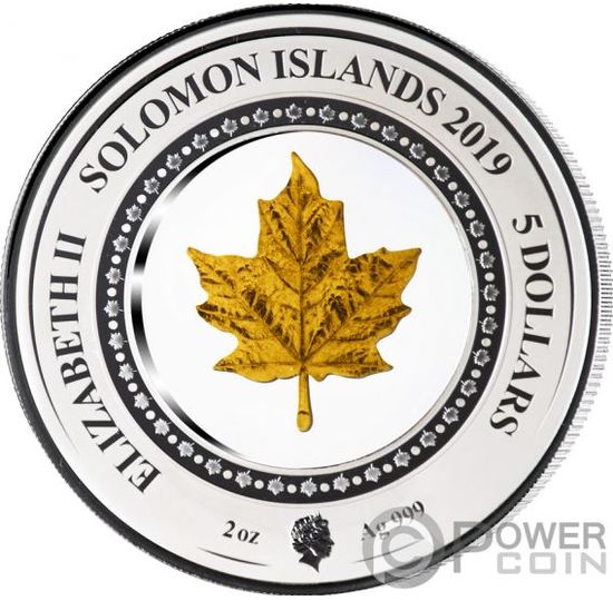 Монета «40-летие кленового листа» Соломоновы острова 2019