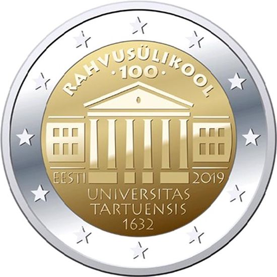 Монета «100 лет преподаванию на эстонском языке в Тартуском университете» Эстония 2019