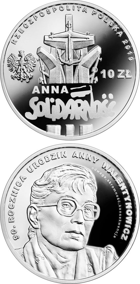 Монета «90 лет со дня рождения Анны Валентинович» Польша 2019