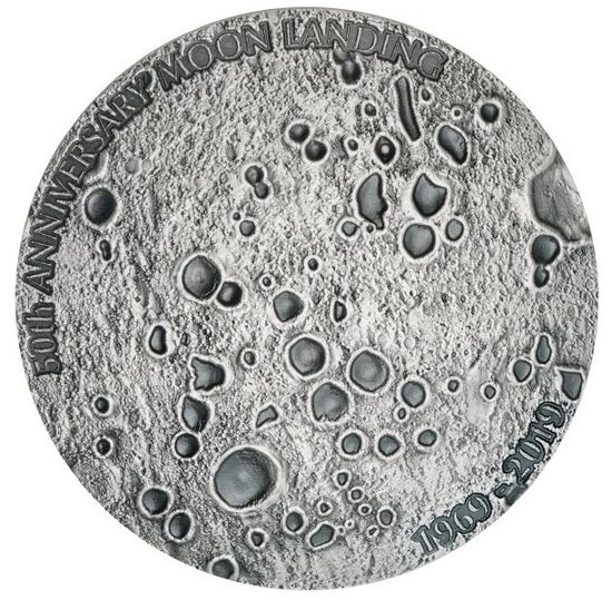 Монета «50 лет первой лунной высадки» Конго 2019