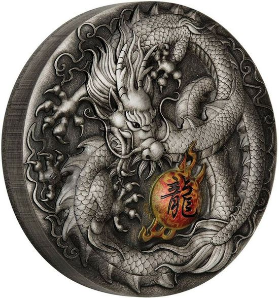 Монета «Китайский дракон» Тувалу 2019