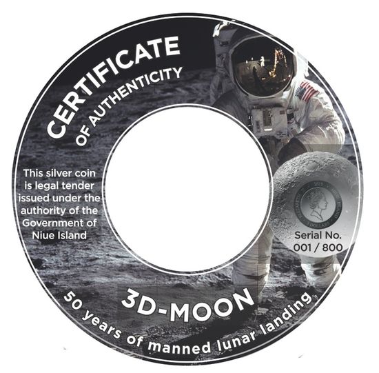 Монета «50 лет пилотируемого полета на Луну» Ниуэ 2019