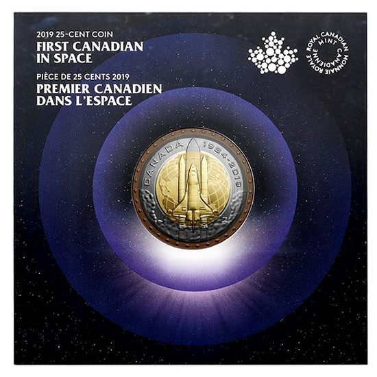 Монета «Первый полет канадца» Канада 2019