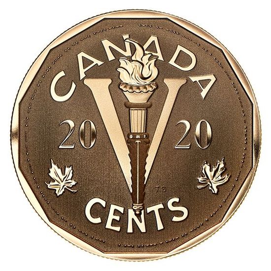 Монета «Канадский тыл: никель победы» Канада 2020