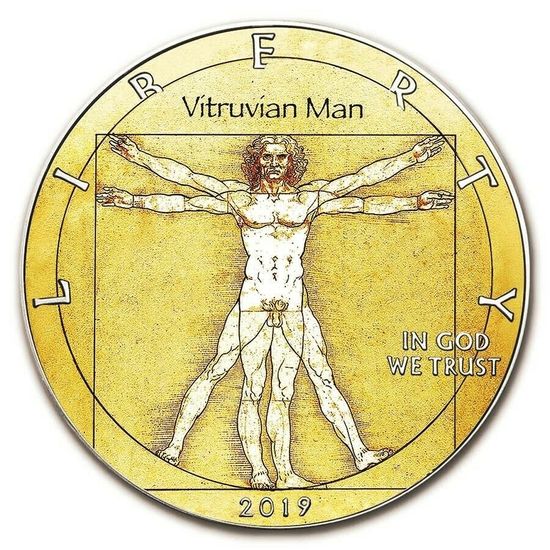 Монета «ВИТРУВИАНСКИЙ ЧЕЛОВЕК» («VITRUVIAN MAN») США 2019