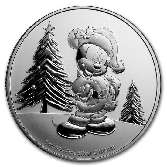 Монета «Рождественский Микки Маус» («Mickey Mouse Christmas») Ниуэ 2019