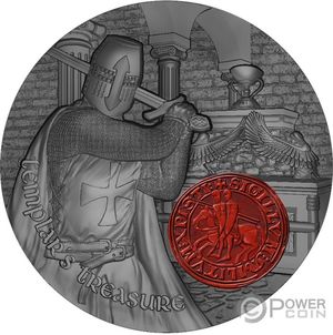 Монета «Сокровища храма. Святой рыцарь Грааля» («TEMPLAR TREASURE Holy Grail Knight») Камерун 2020