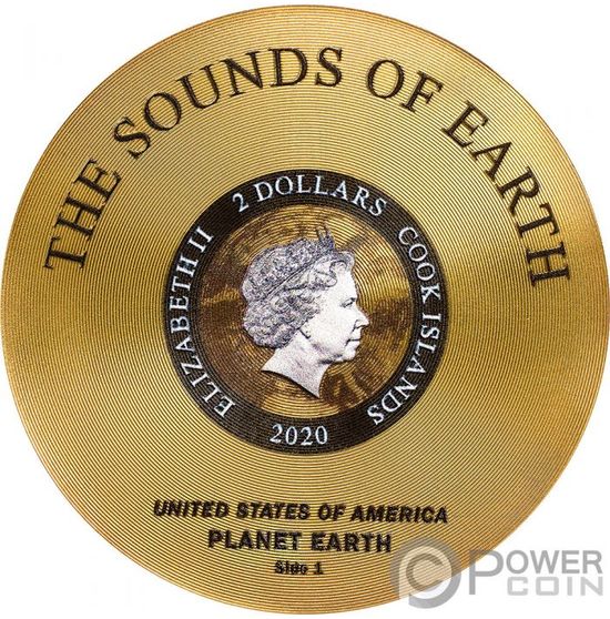 Монета «Золотая пластинка «Вояджер» («The Voyager Golden Records») Острова Кука 2020