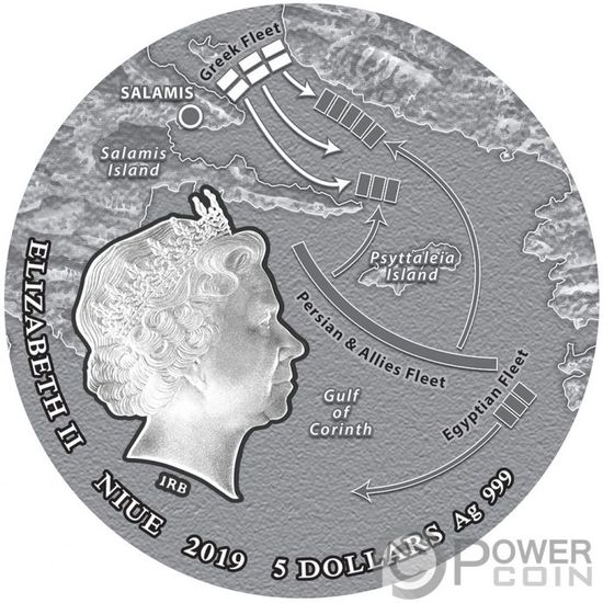 Монета «Битва при Саламине» («BATTLE OF SALAMIS») Ниуэ 2019