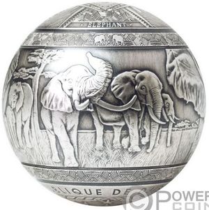 Монета-сфера «Слон» («ELEPHANT») Джибути 2020