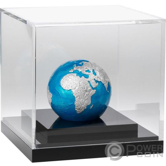 Монета-сфера «Синий мрамор. Планета Земля» («BLUE MARBLE Pianeta Terra») Барбадос 2020
