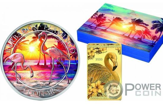 Набор монет «Тропический фламинго» («TROPICAL FLAMINGO») Барбадос 2020