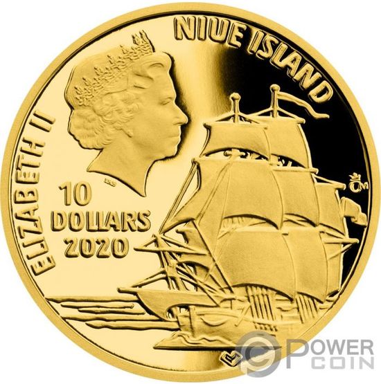 Золотая монета «Фердинанд Магеллан» («FERDINAND MAGELLAN») Ниуэ 2020