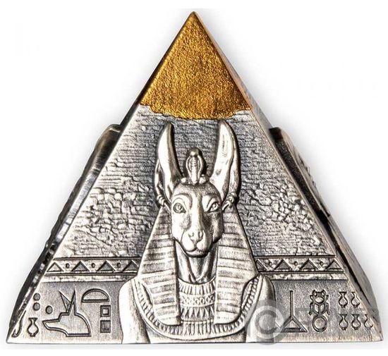 Монета «Знаменитая пирамида Хефрена» («FAMOUS PYRAMID OF KHAFRE») Джибути 2021