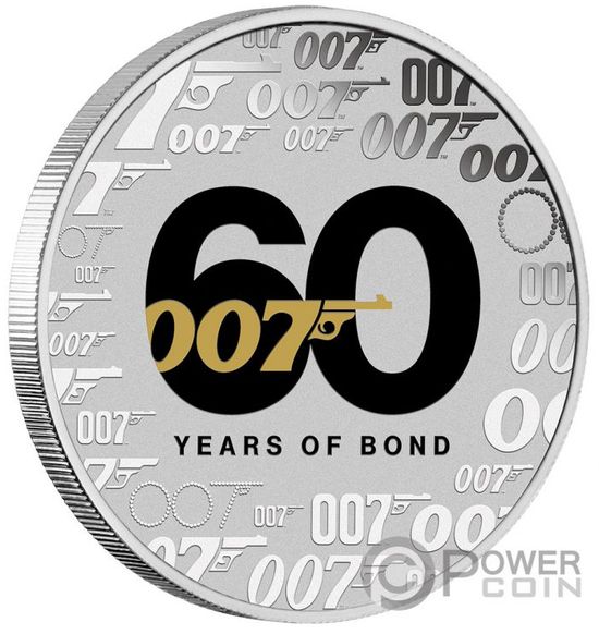 Монета «60 лет Бонду 007» Тувалу 2022 
