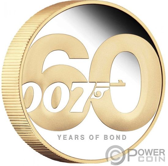 Монета «60 лет Бонду 007» Тувалу 2022 