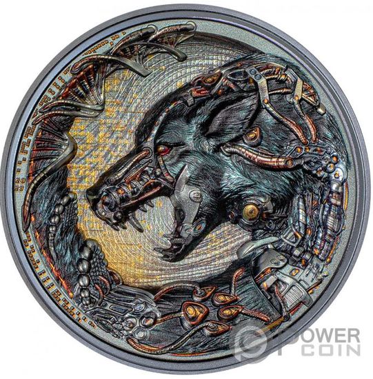Монета "Киборг-пес" Палау 2023