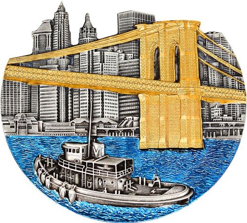 Монета  «Бруклинский мост» Республика Конго 2022