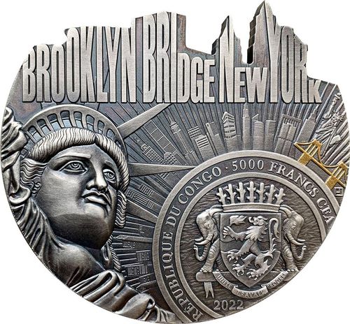 Монета  «Бруклинский мост» Республика Конго 2022