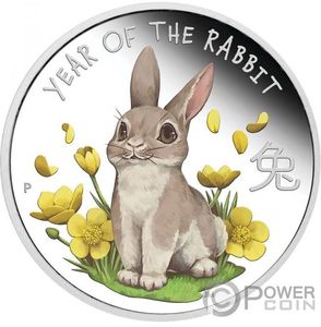 Монета "Год кролика" Тувалу 2022