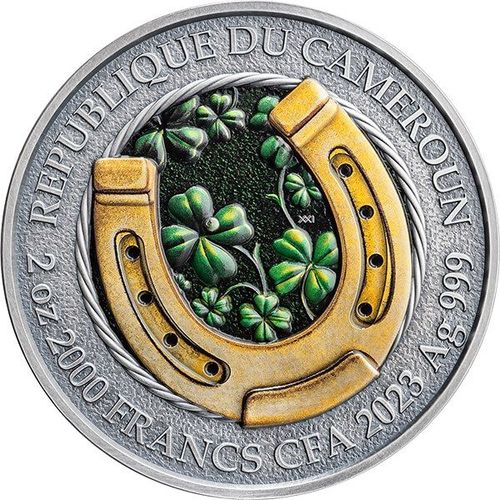 Монетный двор MINT XXI от имени Республики Камерун продолжил в 2023 году новую серию «Счастливая монета» («Lucky Coin») выпуском «Оседлайте свою удачу» («Ride Your Luck»).